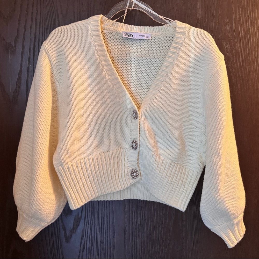 Zara Women's Cream Cardigan Sweater